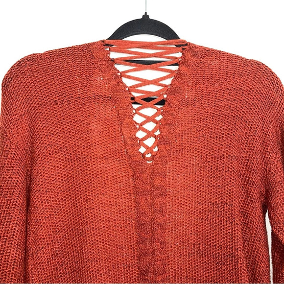 Maurices Burnt Orange Open Front Lattice Back Knit Cardigan Xsmall Women’s - Picture 6 of 11